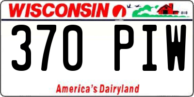 WI license plate 370PIW