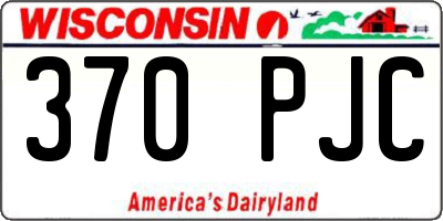 WI license plate 370PJC