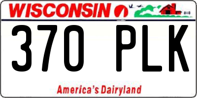 WI license plate 370PLK