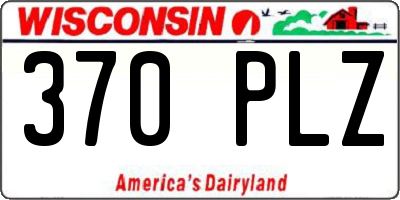 WI license plate 370PLZ