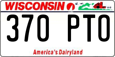 WI license plate 370PTO