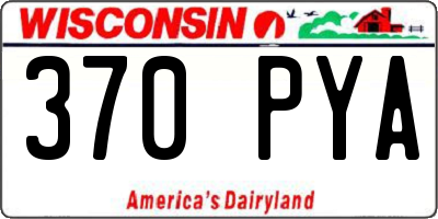WI license plate 370PYA