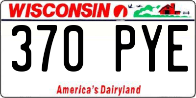 WI license plate 370PYE
