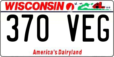 WI license plate 370VEG