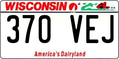 WI license plate 370VEJ