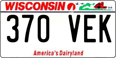 WI license plate 370VEK