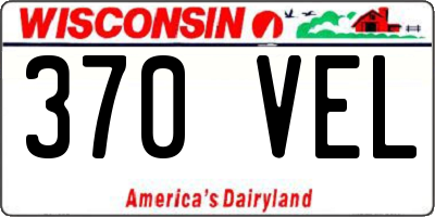 WI license plate 370VEL