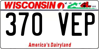WI license plate 370VEP