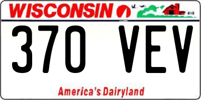 WI license plate 370VEV