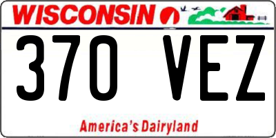 WI license plate 370VEZ