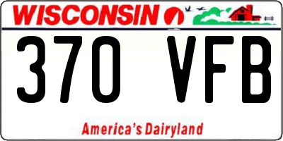 WI license plate 370VFB
