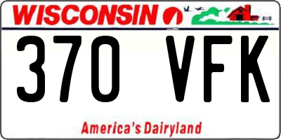 WI license plate 370VFK