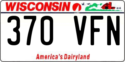 WI license plate 370VFN