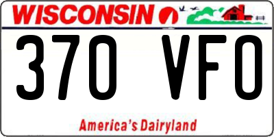 WI license plate 370VFO