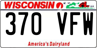 WI license plate 370VFW
