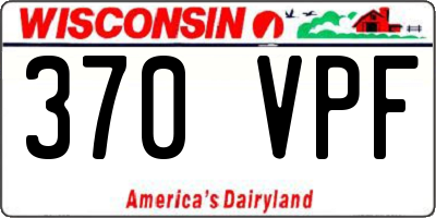 WI license plate 370VPF