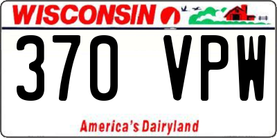 WI license plate 370VPW