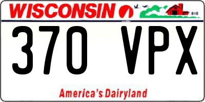WI license plate 370VPX