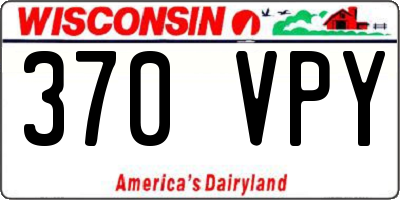 WI license plate 370VPY