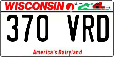 WI license plate 370VRD