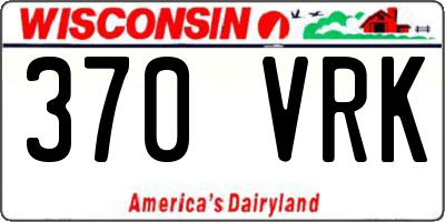WI license plate 370VRK