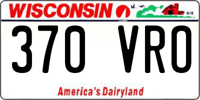 WI license plate 370VRO