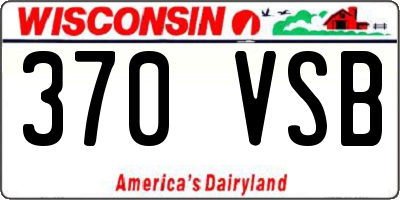 WI license plate 370VSB