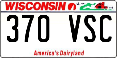 WI license plate 370VSC