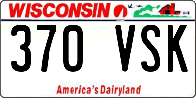 WI license plate 370VSK