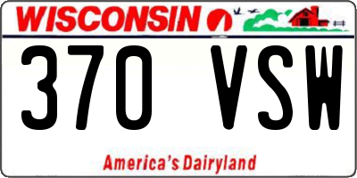 WI license plate 370VSW
