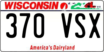 WI license plate 370VSX