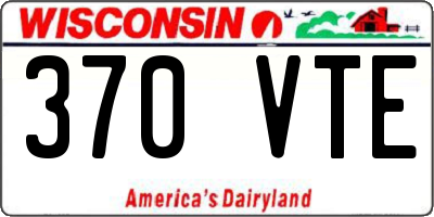 WI license plate 370VTE