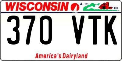 WI license plate 370VTK