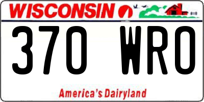 WI license plate 370WRO