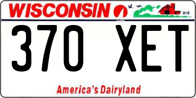 WI license plate 370XET