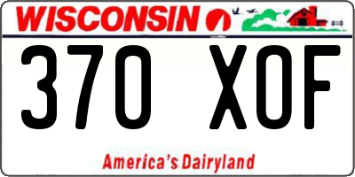 WI license plate 370XOF
