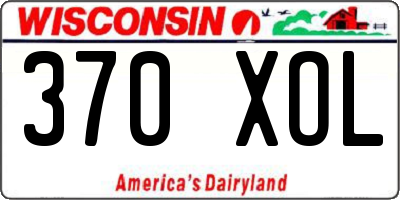 WI license plate 370XOL