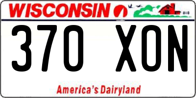 WI license plate 370XON