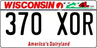 WI license plate 370XOR