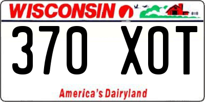 WI license plate 370XOT
