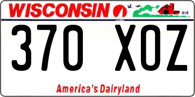 WI license plate 370XOZ