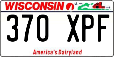 WI license plate 370XPF