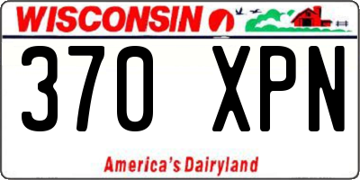 WI license plate 370XPN