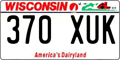 WI license plate 370XUK