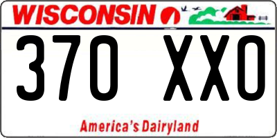 WI license plate 370XXO