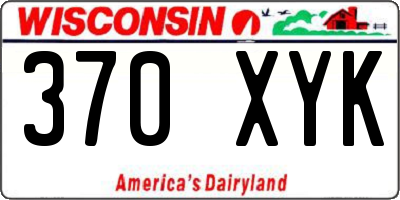 WI license plate 370XYK