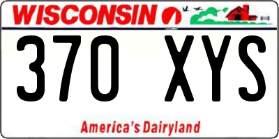 WI license plate 370XYS