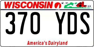 WI license plate 370YDS