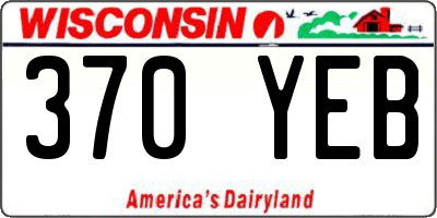 WI license plate 370YEB