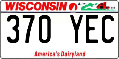 WI license plate 370YEC